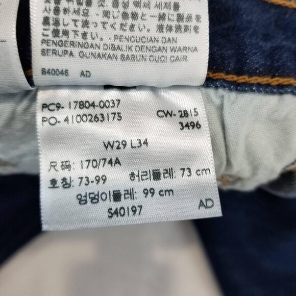 Levis 501 Jeans Mens 29x30 Blue Button Fly Straight Leg Denim Classic Pants - Picture 7 of 12